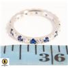 47- BLUE AND CLEAR CZ ETERNITY RING SIZE 8.5