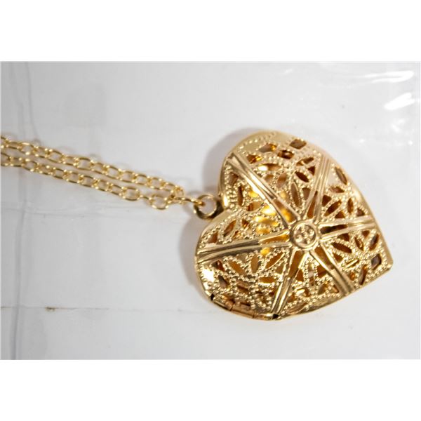 NEW GOLD PLATED HEART LOCKET PENDANT