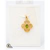 Image 1 : #99-UNHEATED GREEN PERIDOT & CZ PENDANT