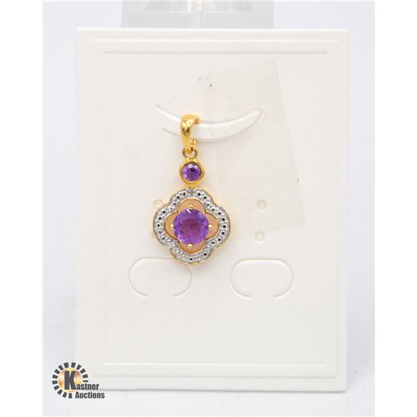 #84-UNHEATED PURPLE AMETHYST & CZ PENDANT