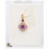 Image 1 : #84-UNHEATED PURPLE AMETHYST & CZ PENDANT