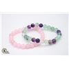 Image 1 : #32-NATURAL PINK ROSE QUARTZ & FLOURITE BRACELET