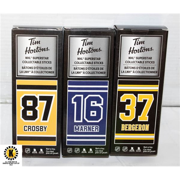 3 VARIOUS COLLECTIBLE TIM HORTONS NHL SUPERSTAR