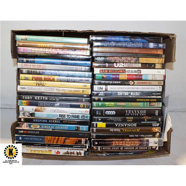 FLAT OF VARIOUS DVDS, AUDIO & MORE