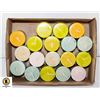 BOX OF 18 AROMA SCENTED CANDLES, VARIOUS SCENTS