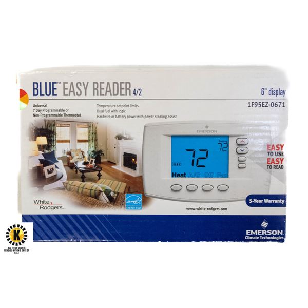 EMERSON THERMOSTAT BLUE EASY READER