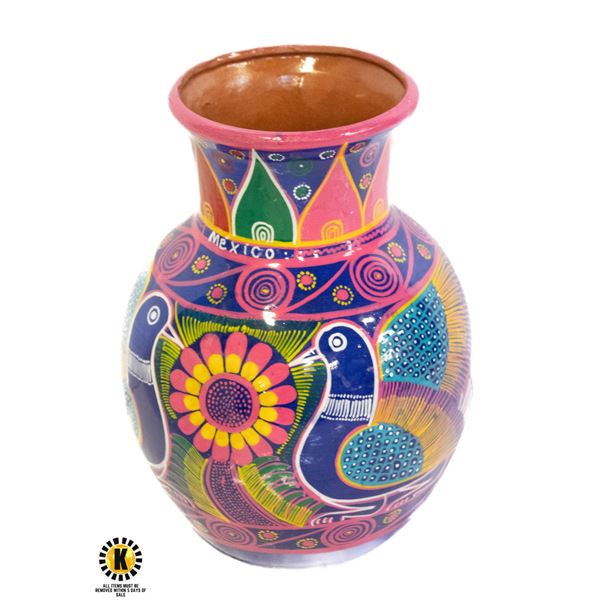 TERRACOTTA CLAY VASE MEXICAN FOLK ART