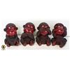 MONKEYS- SET OF 4- HEAR NO EVIL, SEE NO EVIL....