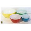 Image 1 : VINTAGE PYREX COLORED NESTING BOWLS- (4)