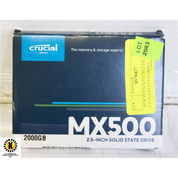 NEW REPACKED CRUCIAL MX500 2.5" SOLID STATE DRIVE