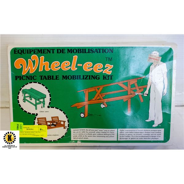 VINTAGE  WHEEL-EEZ  PICNIC TABLE MOBILIZING KIT