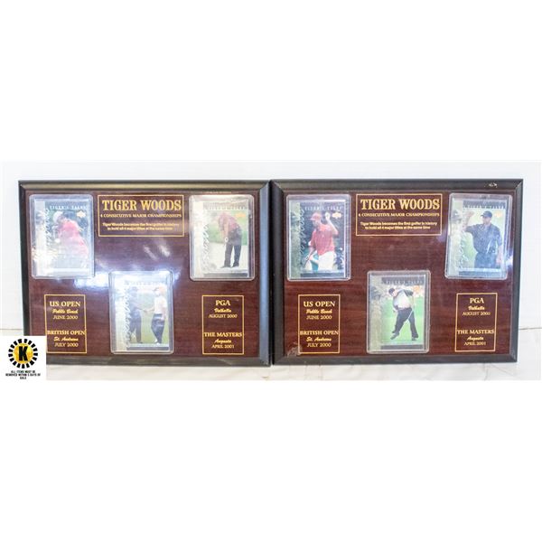 2X TIGER WOODS CHAMP PLAQUES W/ CARDS