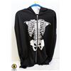 MENS ROMWE BLACK AND SKELETON ZIPPER HOODIE