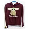Image 1 : LADIES BURGUNDY YODA HOODIE MEDIUM