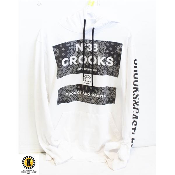 CROOKS AND CASTLES WHITE LARGE LADIESHOODIE