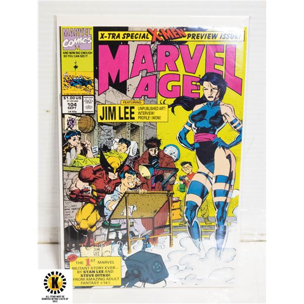 MARVEL AGE #104 COMIC, 1ST PSYLOCKE APP, JIM LEE