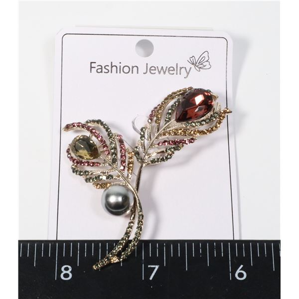 NEW ANTIQUE STYLE RHINESTONE/FAUX PEARL PLANT