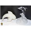 Image 1 : CARVED STONE & BLOWN GLASS DOLPHINS