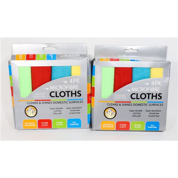 TWO NEW 4PC MICROFIBRE CLOTHS