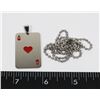 Image 1 : NEW SILVER TONE  ACE OF HEART DOG TAG PENDANT AND