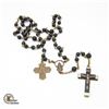 Image 1 : BLACK BEAD ROSERY WITH MARKED EBONY CRUCIFIX