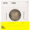 Image 1 : 1870 NFLD QUEEN VICTORIA SILVER TWENTY CENT