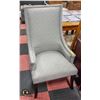 Image 1 : HIGHBACK FABRIC PATTERN CHAIR WITH NAILHEADS