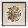 Image 1 : 23" X 23" ROSES CROSS STITCH PICTURE