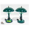 Image 1 : PAIR OF GREEN METAL BRASS AND GLASS TABLE LAMPS