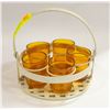 Image 1 : METAL BASKET WITH 5 AMBER GLASSES