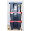 Image 1 : 3 LARGE HEAVY DUTY STACKABLE TOTES WITH