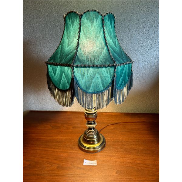 Brass Bedroom Lamp Victorian Style Shade 12D x 27T