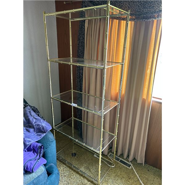 Brass Bamboo Style & Glass Shelf 64T x 27W x14D