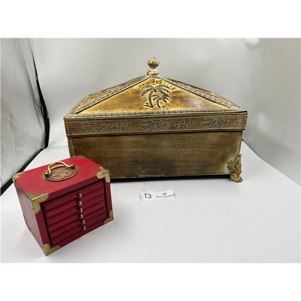Decorative Wood Box  With Coaster Set