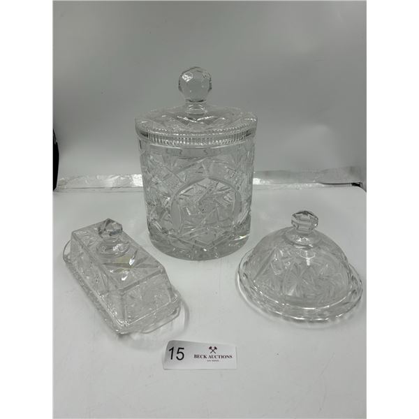 Pinweel Crystal Biscuit Bowl WIth Butter Dishes