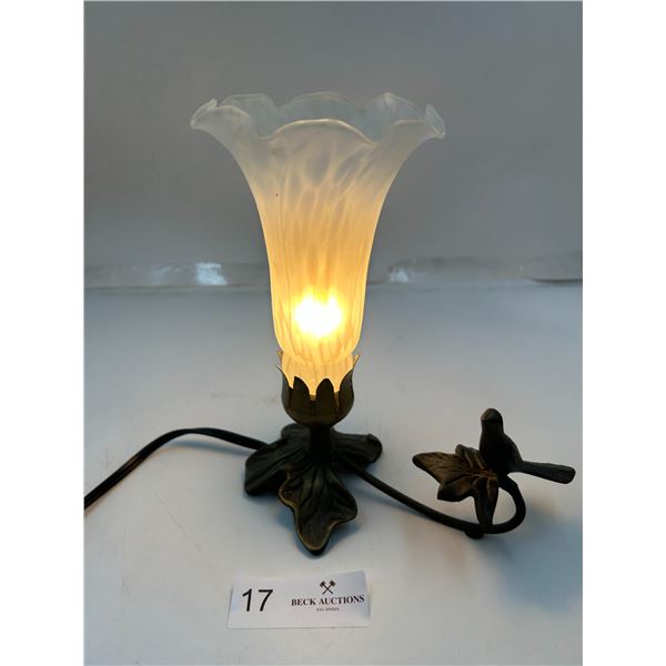 Tiffany Style Tulip Lamp Glass Blown Bird Lamp 8T