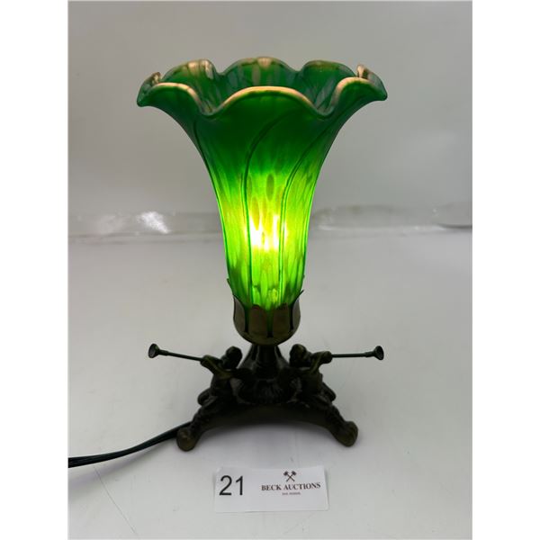 Tiffany Style Tulip Lamp Gleen Blown Glass Table Lamp Trumpeting Angels