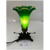 Image 1 : Tiffany Style Tulip Lamp Gleen Blown Glass Table Lamp Trumpeting Angels