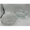 Image 1 : Pinwheeel Crystal Platter & Glass Fruit Bowl