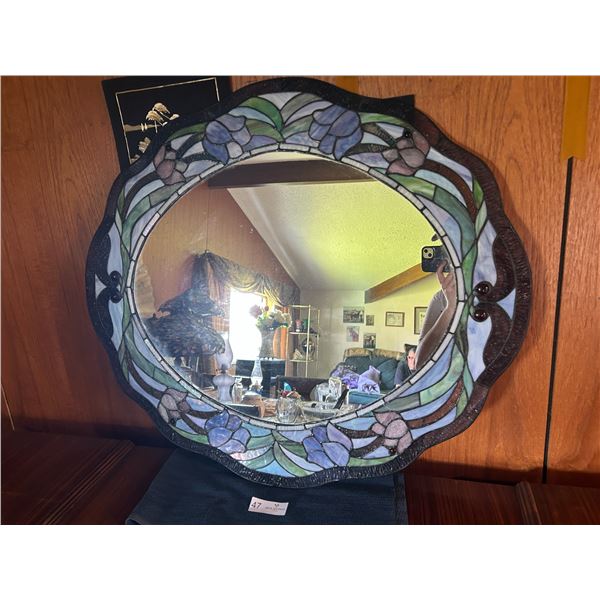 Tiffany Style Stained Glass Mirror 28T x 32W