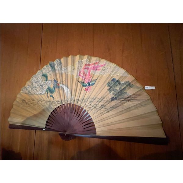 Giant Asian wood Fan And Motif 63L