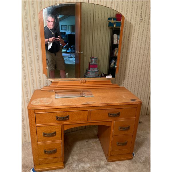 Pine Vanity Table With Mirror Needs Restoring 45L 18.5D 66T