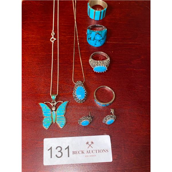 Assortment of Turquoise Sterling Silver Jewelry