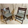 Image 1 : 2 Wood Folding Chairs With Cushions