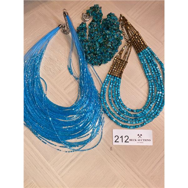 Set Of Aquamarine Theme Necklesses