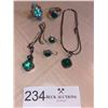 Image 1 : Assorted Beautiful Faux Emerald Sterling Silver Jewelry