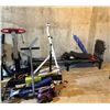 Image 1 : Assorted Workout Equipment Including A Stepper, Manual Rower, Weights, Fitness Dvds