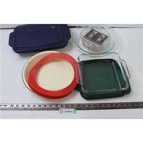 (2) Baking Dishes, Canning Lids, Misc.