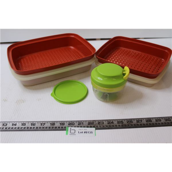 (2) Tupperware Containers w/ Lids + Spin Chopper