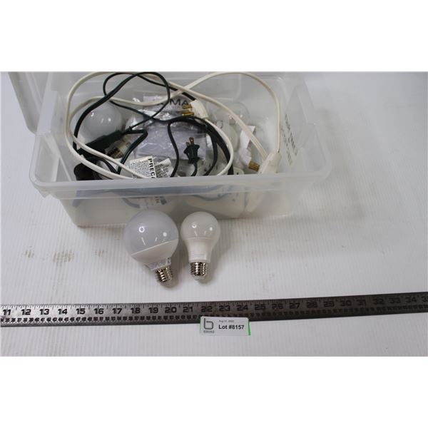 Light Bulbs and Electrical Items in Tote